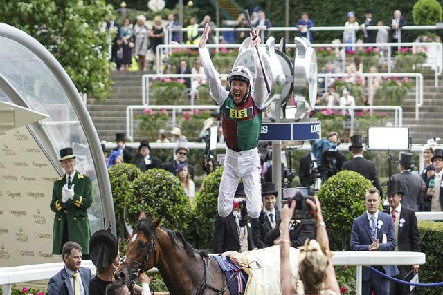 Dettori performs a flying dismount after winning on Without Parole