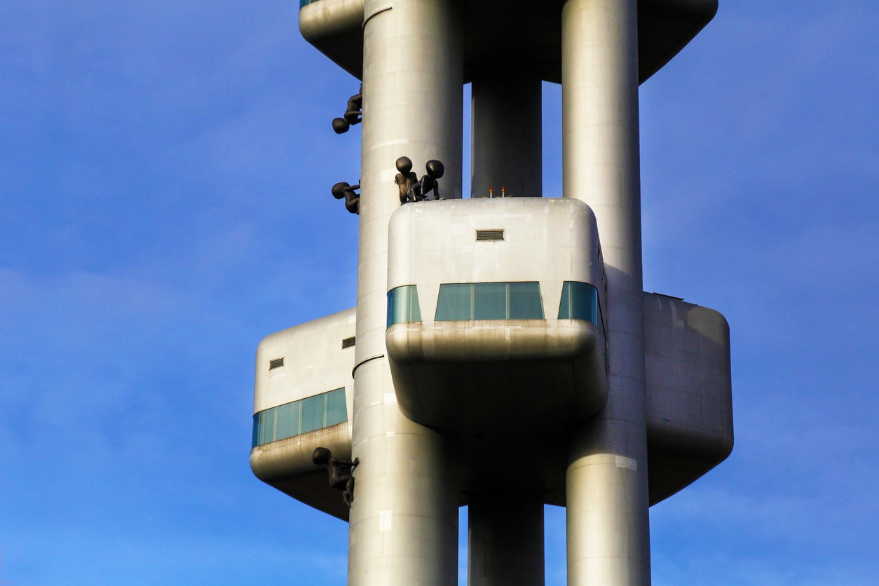 The Zizkov transmitter is adorned with David Cerny’s sculptures of babies