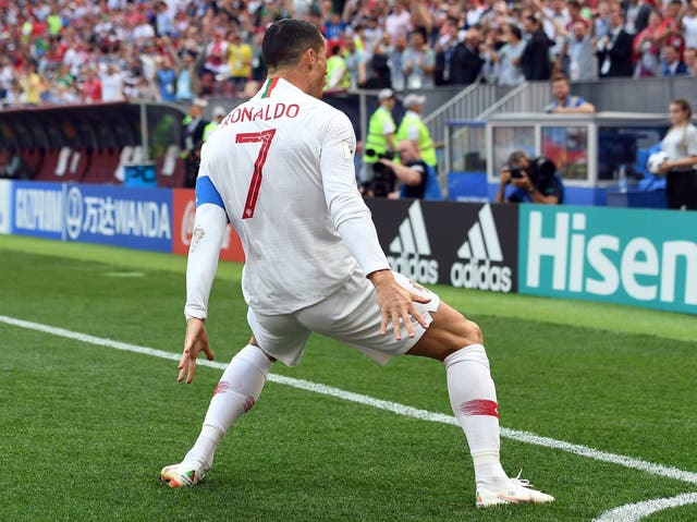 Cristiano Ronaldo of Portugal celebrates scoring the opening goal