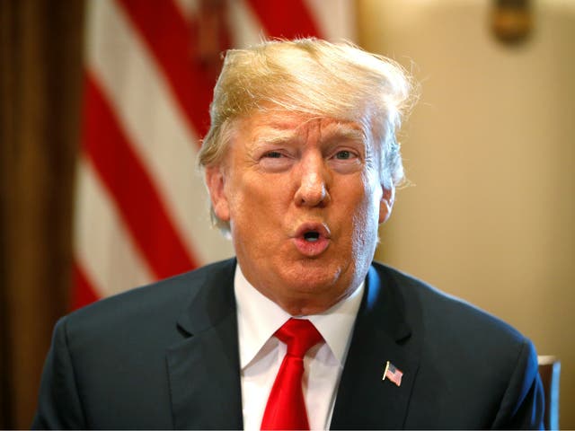 US President Donald Trump discusses immigration policy during a Cabinet meeting at the White House on 20 June 2018