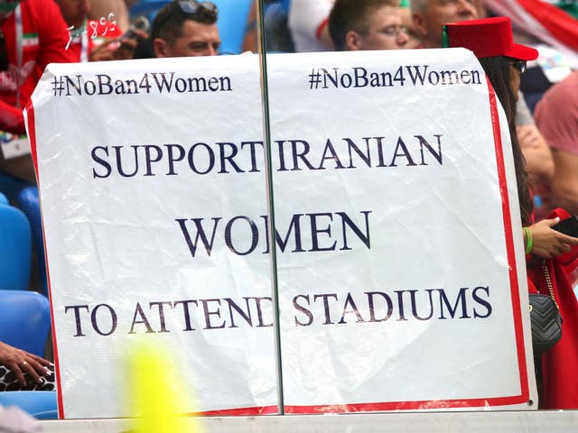 Maryam Qashqaei Shojaei's banner made worldwide headlines during Iran's win over Morocco