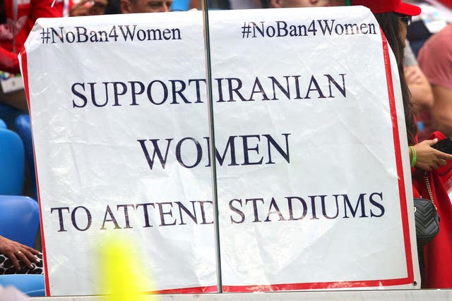 Maryam Qashqaei Shojaei's banner made worldwide headlines during Iran's win over Morocco