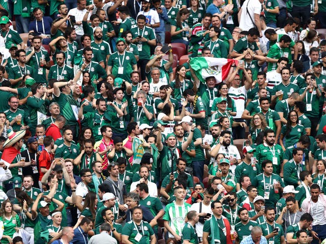 Mexico supporters at the Luzhniki Stadium during Sunday's win over Germany