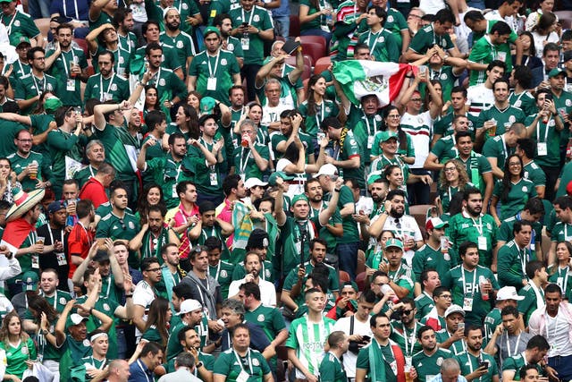 Mexico supporters at the Luzhniki Stadium during Sunday's win over Germany