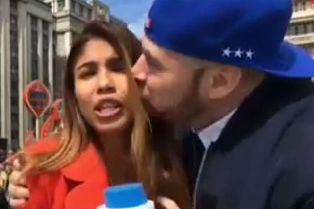 Reporter Julieth Gonzalez Theran was approached by the man while broadcasting live from the World Cup in Russia