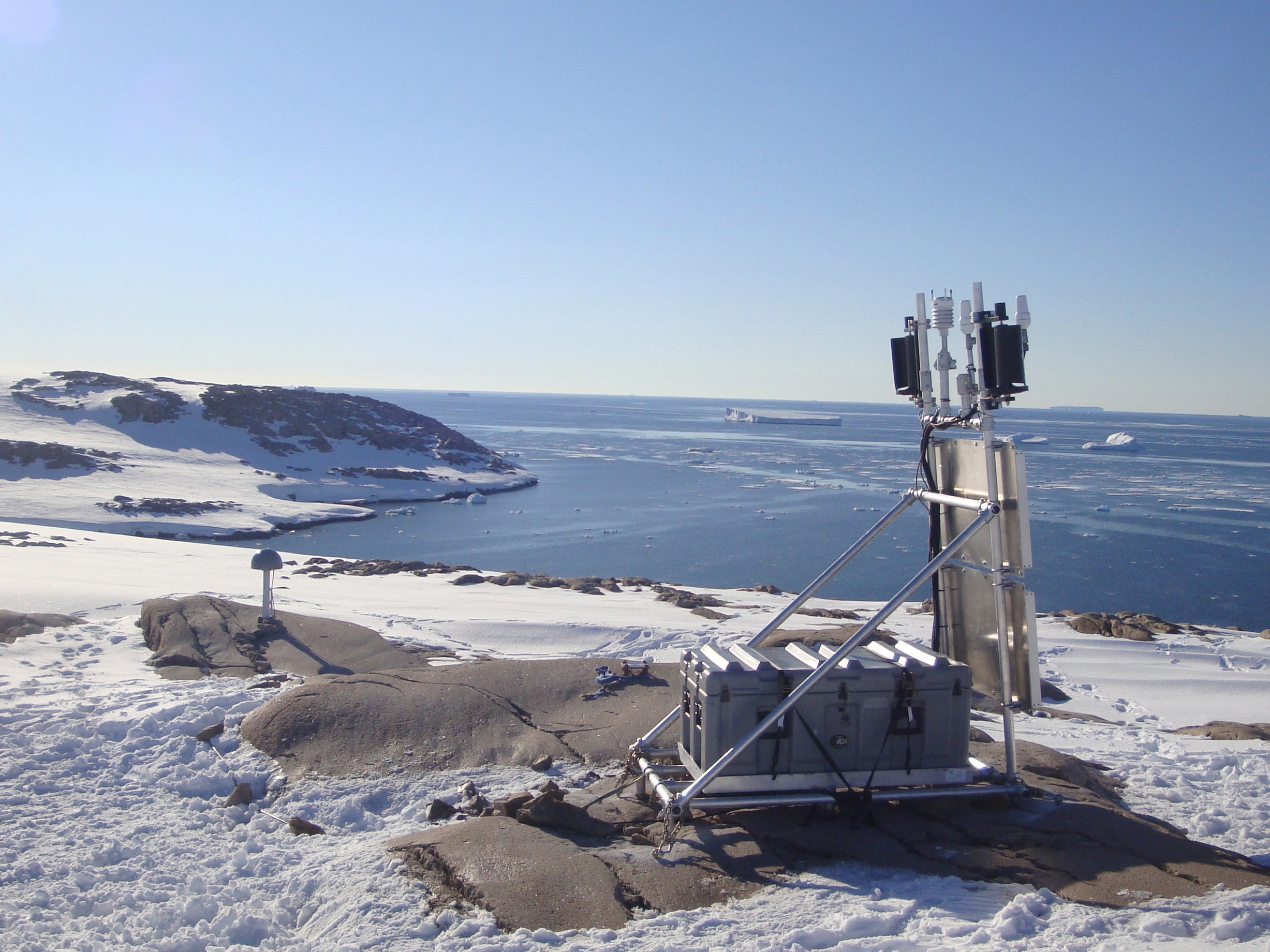 Data was collected using GPS stations such as this one in the Backer Islands