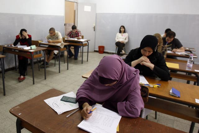 Students sit baccalaureate exams in Algiers
