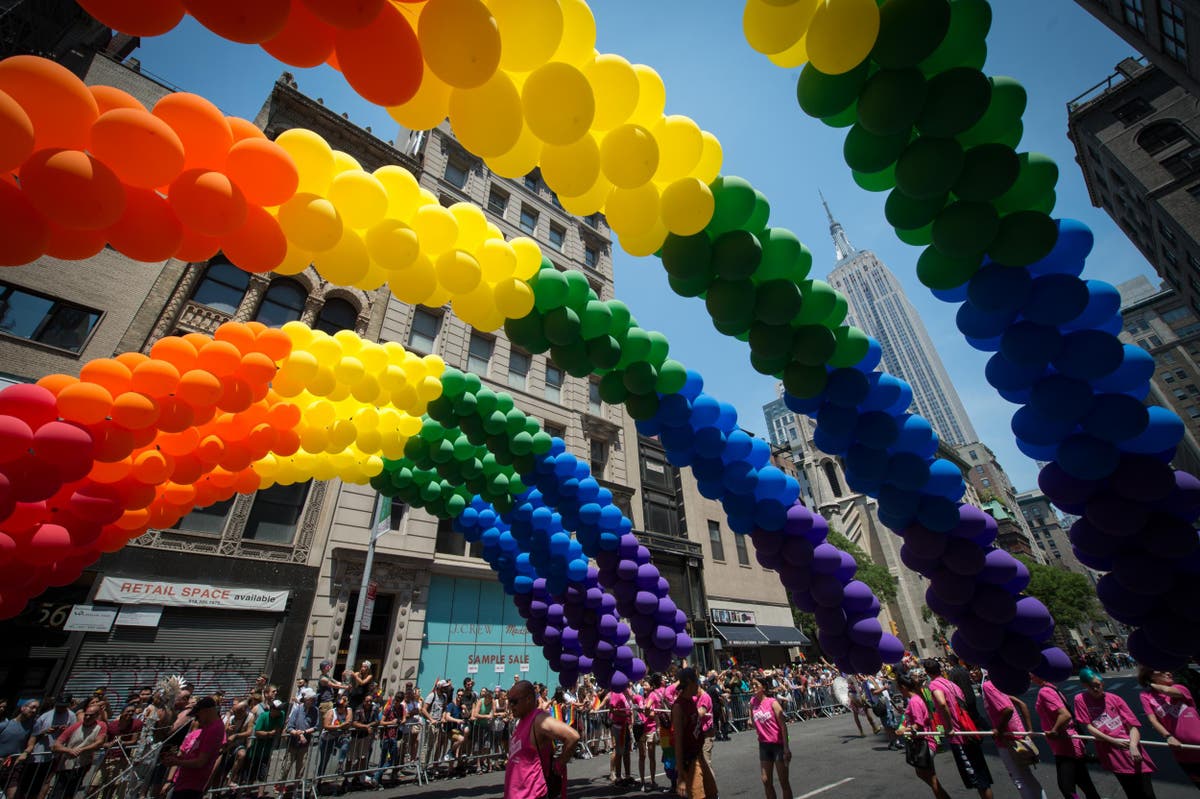 69 New York Gay Pride On Display During Annual Parade Stock Photos