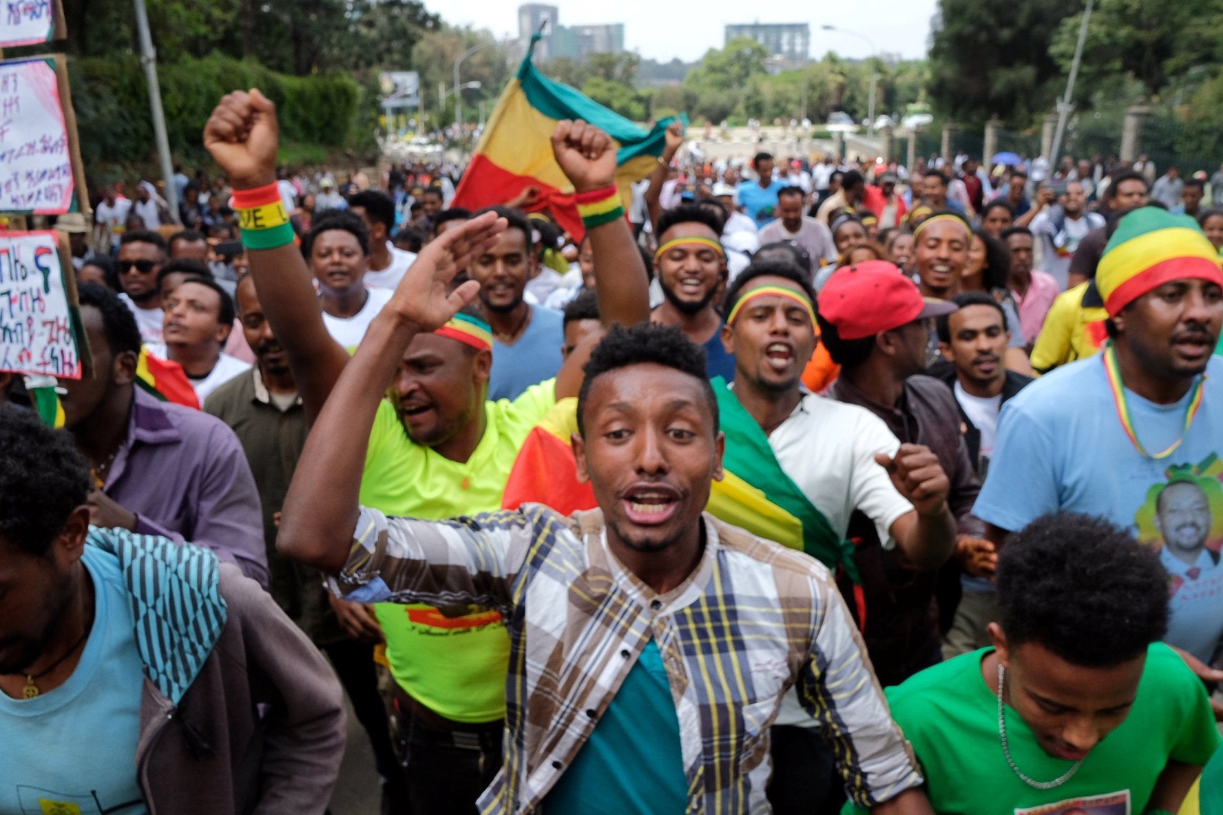 Ethiopians at a rally in Addis Ababa in support of the new prime minister, Abiy Ahmed