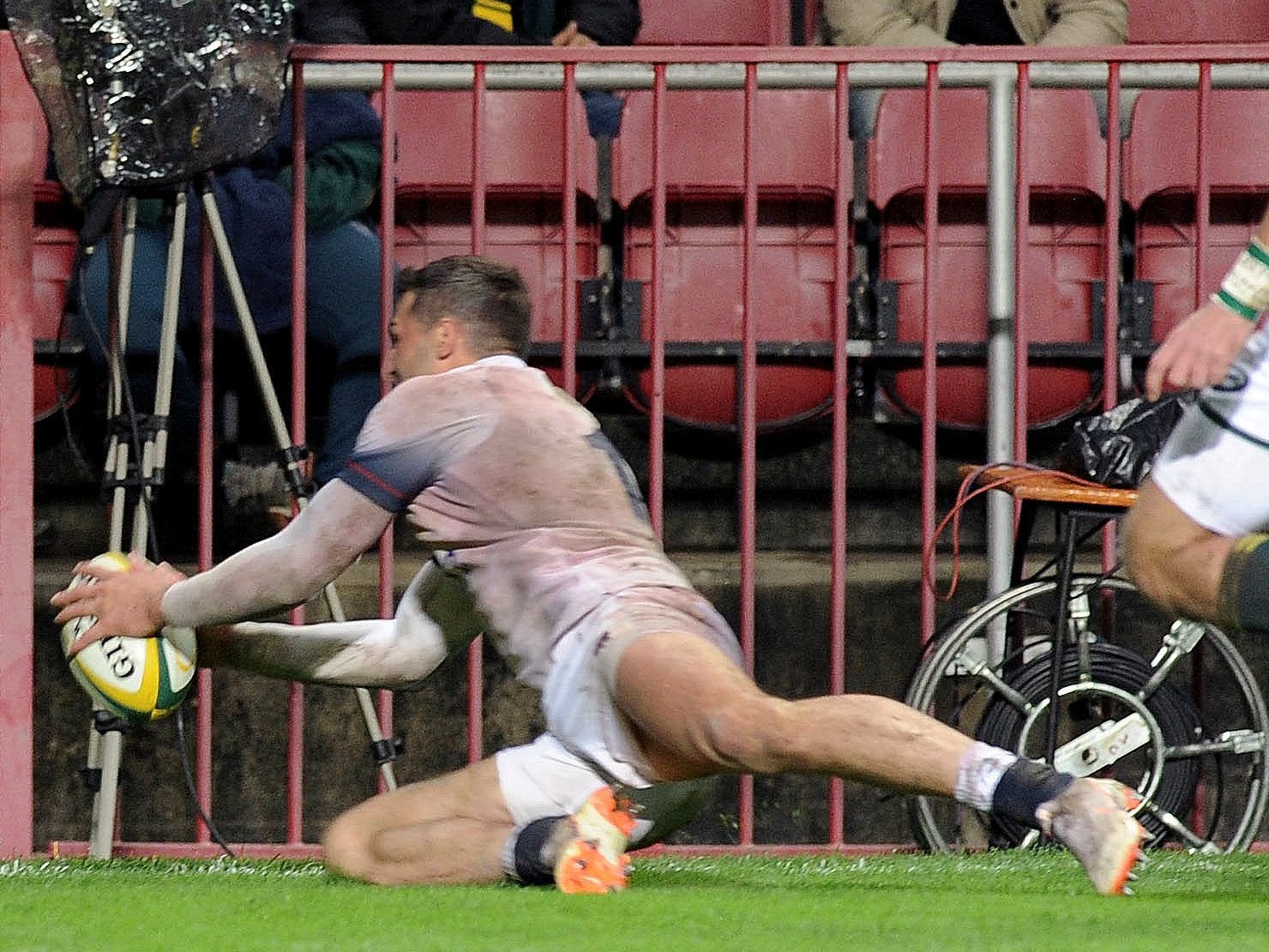 Jonny May scores England's only try during the win over South Africa