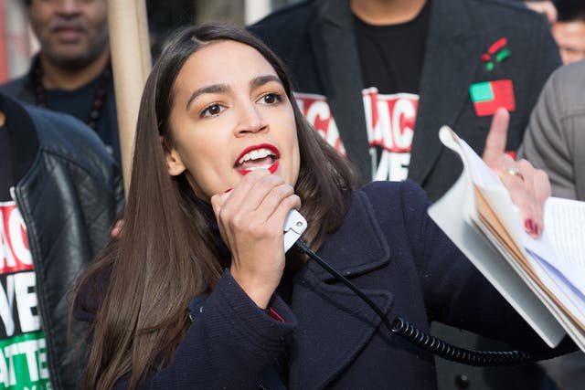 Alexandria Ocasio-Cortez at the 'Future of the City' rally and youth march by Black Lives Matter in New York
