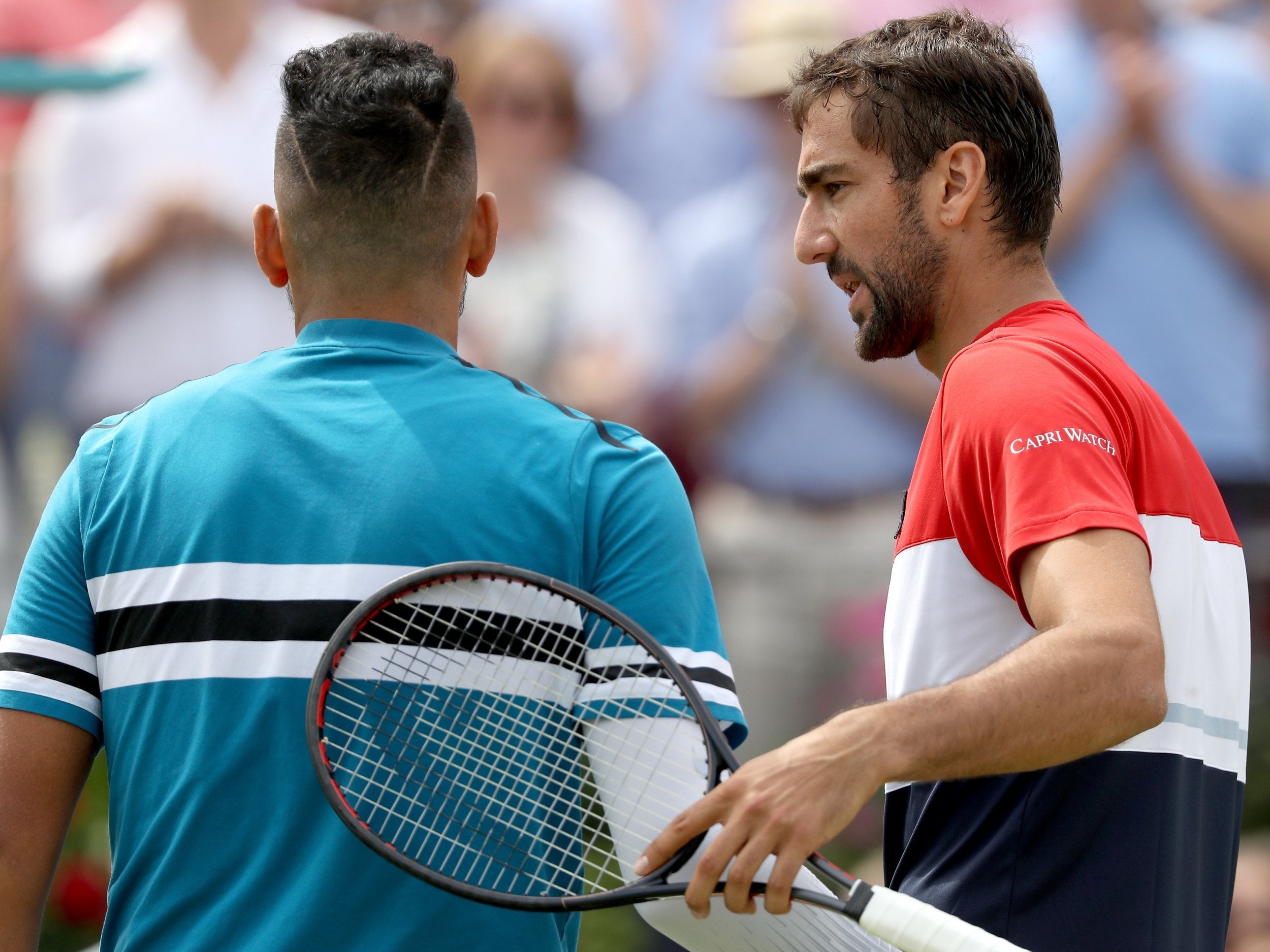 Djokovic will play Marin Cilic (right) after he beat Nick Kyrgios