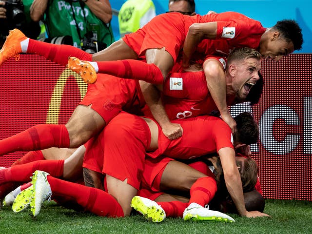 England celebrated a last-gasp victory over Tunisia in their opening game