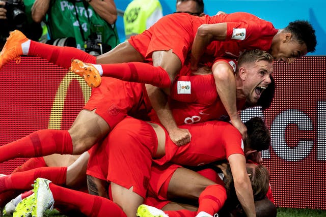 England celebrated a last-gasp victory over Tunisia in their opening game