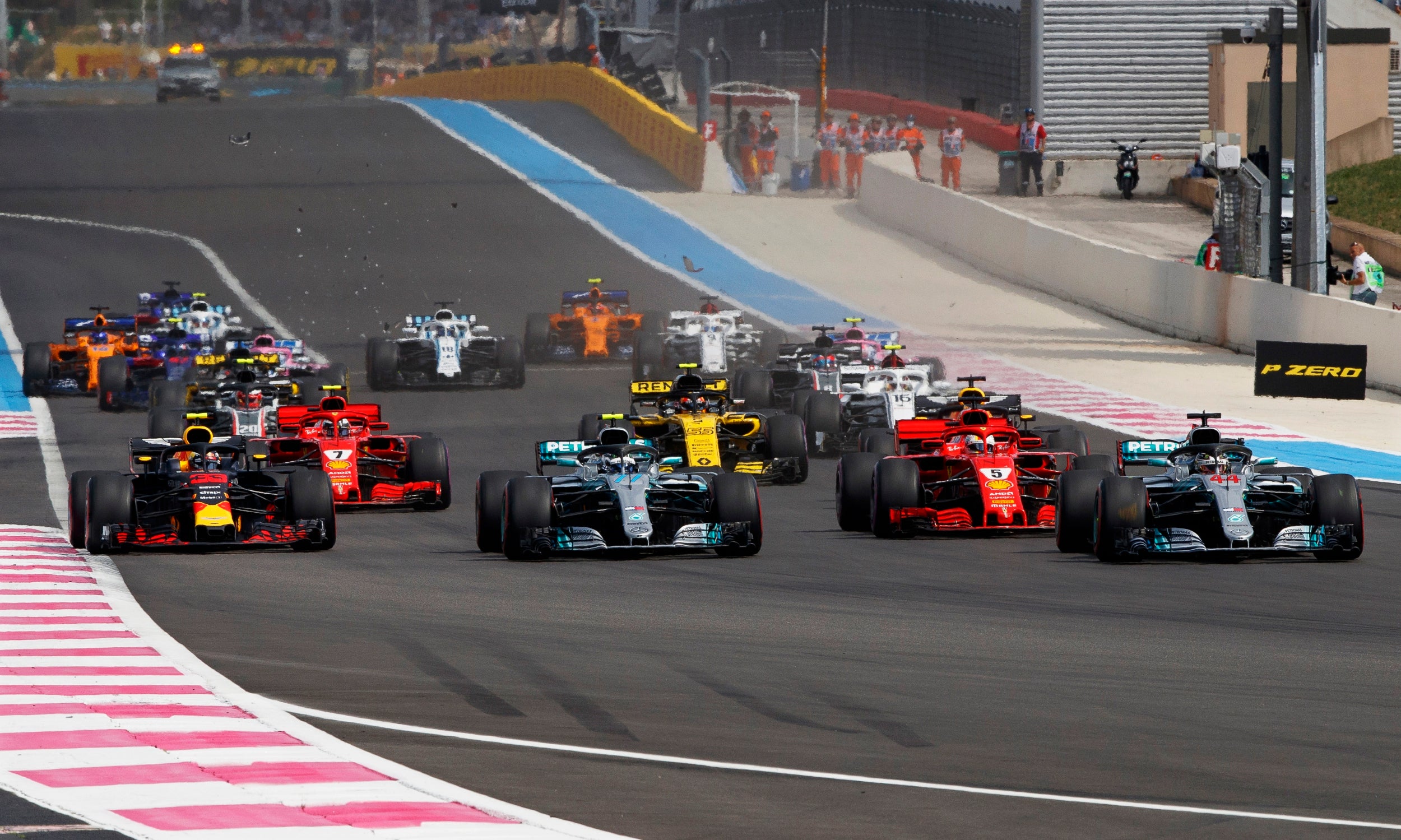 Championship rival Vettel took himself and Valtteri Bottas out at the first corner in France