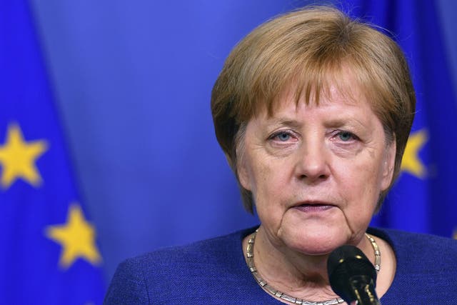 Angela Merkel speaks with the media at the conclusion of an informal EU summit on migratio