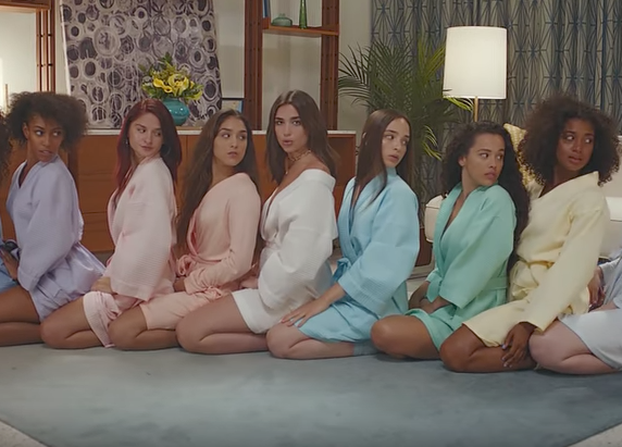 Dua Lipa (centre) in the video for 'New Rules'