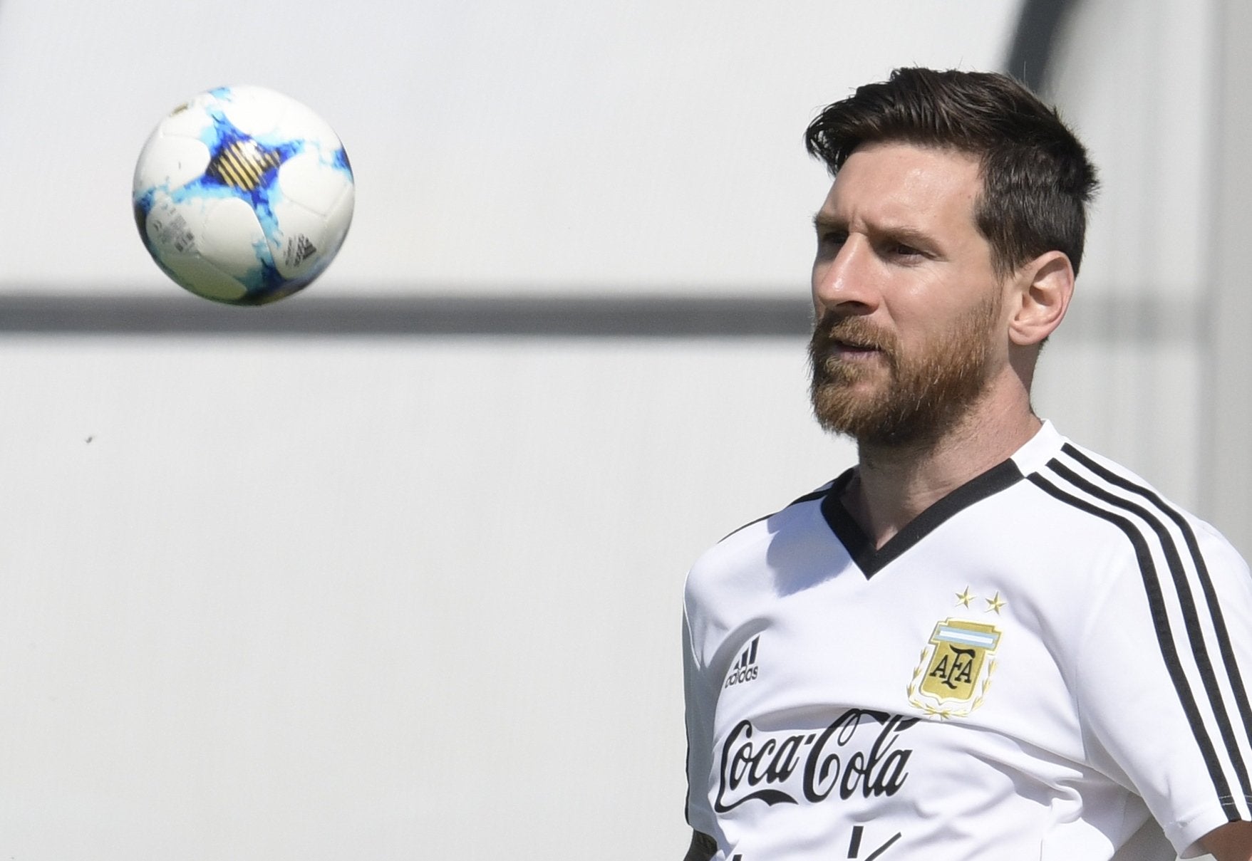 Lionel Messi in training ahead of the match against Nigeria