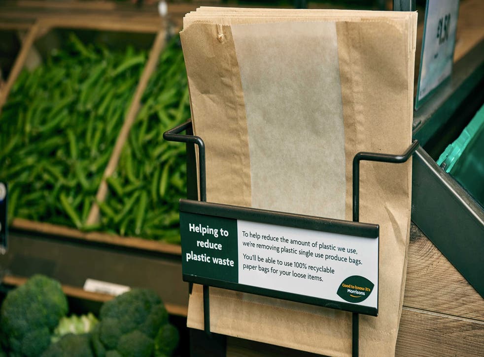 The new paper bags will have a see-through paper panel to help customers and staff identify the contents