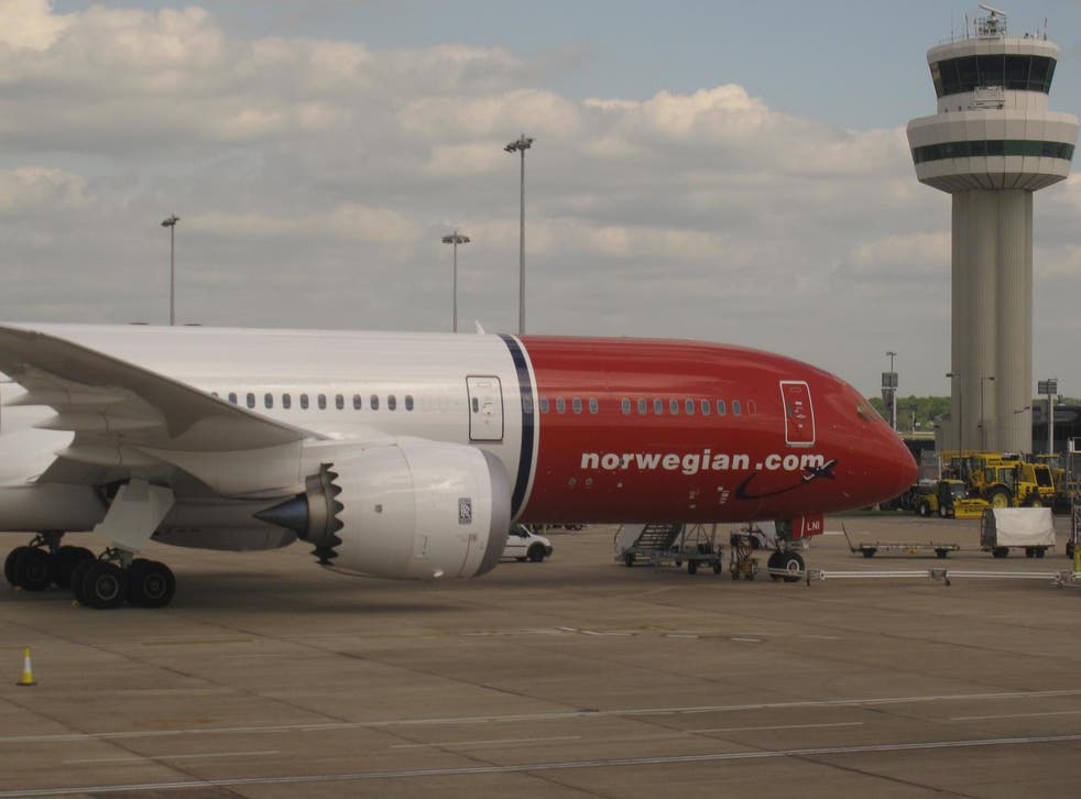 A Norwegian Boeing 787 Dreamliner was taken out of service at Gatwick after crashing into an airfield fence