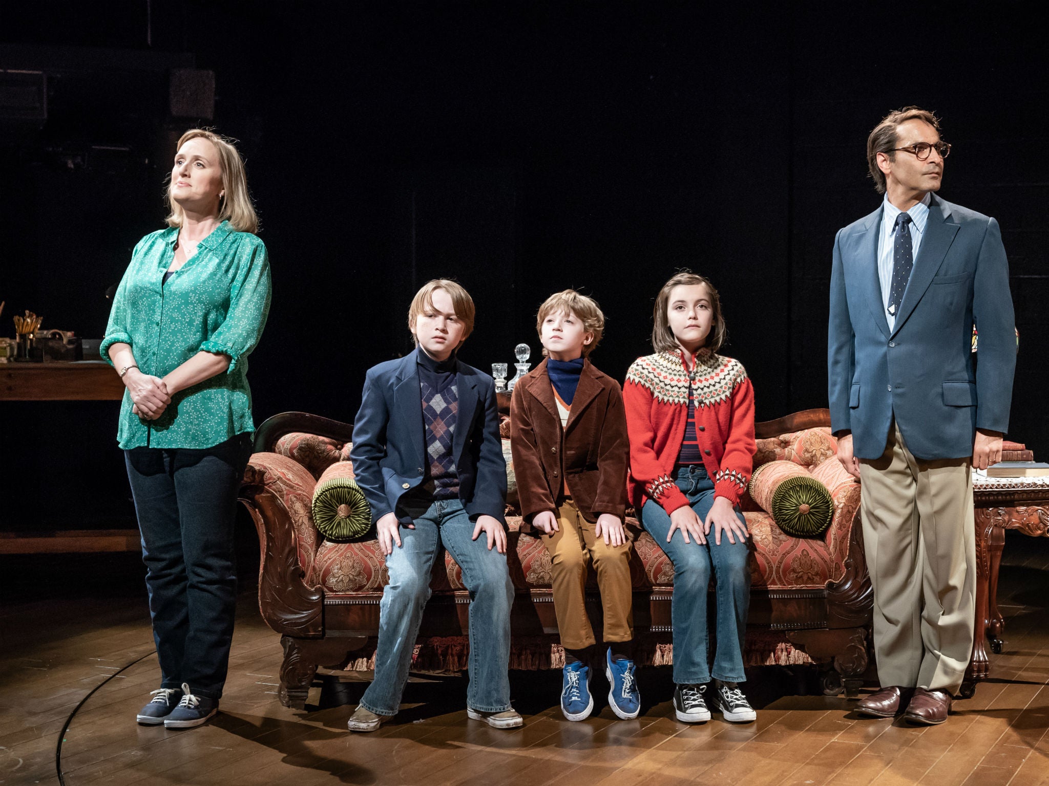 Jenna Russell, Charlie McLellan, Eddie Martin, Brooke Haynes, and Zubin Varla in ‘Fun Home’ at the Young Vic (Marc Brenner)