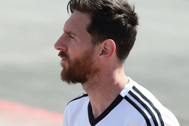 Argentina's Lionel Messi during training