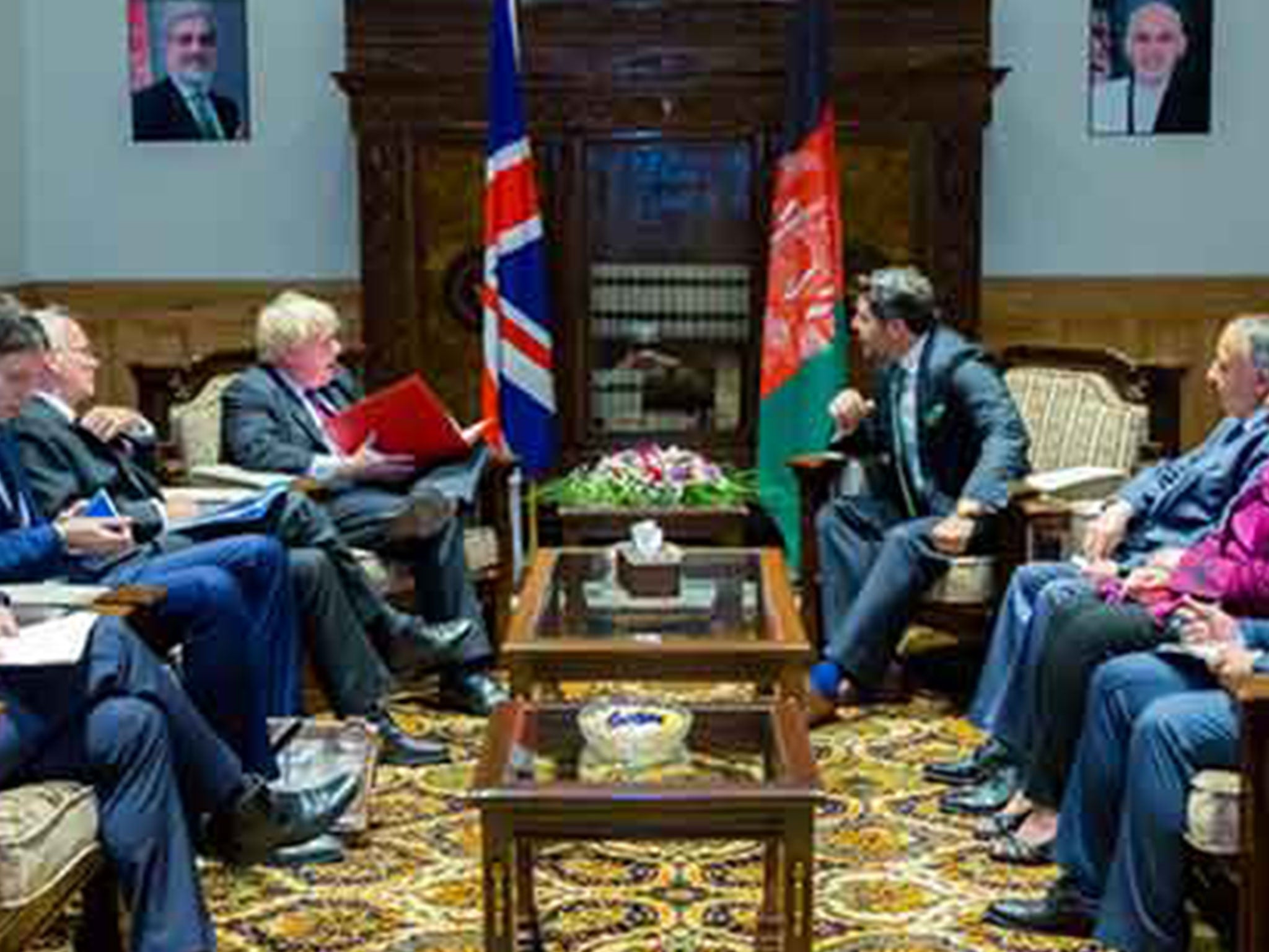 Boris Johnson meeting his Afghan counterpart in Kabul on the day MPs vote on Heathrow expansion
