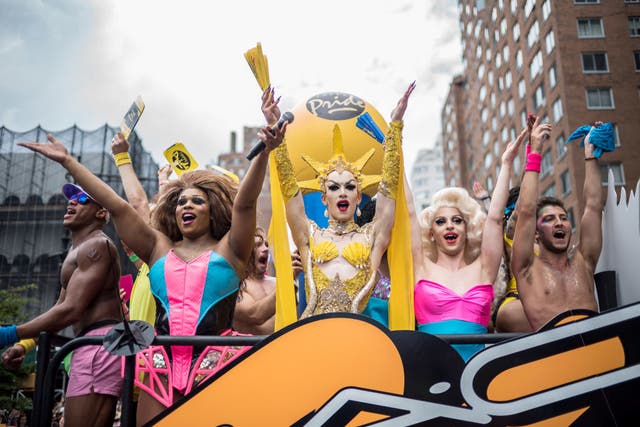 Peppermint and Sasha Velour attend the 2018 New York City Pride March on June 24, 2018 in New York City