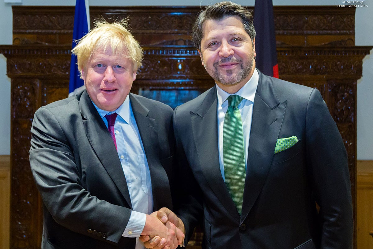 Boris Johnson meets with Hekmat Karzai, the deputy foreign minister of Afghanistan