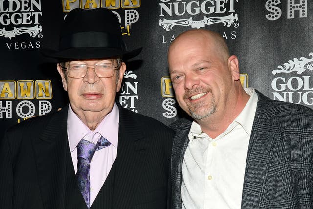Richard 'The Old Man' Harrison, left, with his son Rick Harrison in 2014