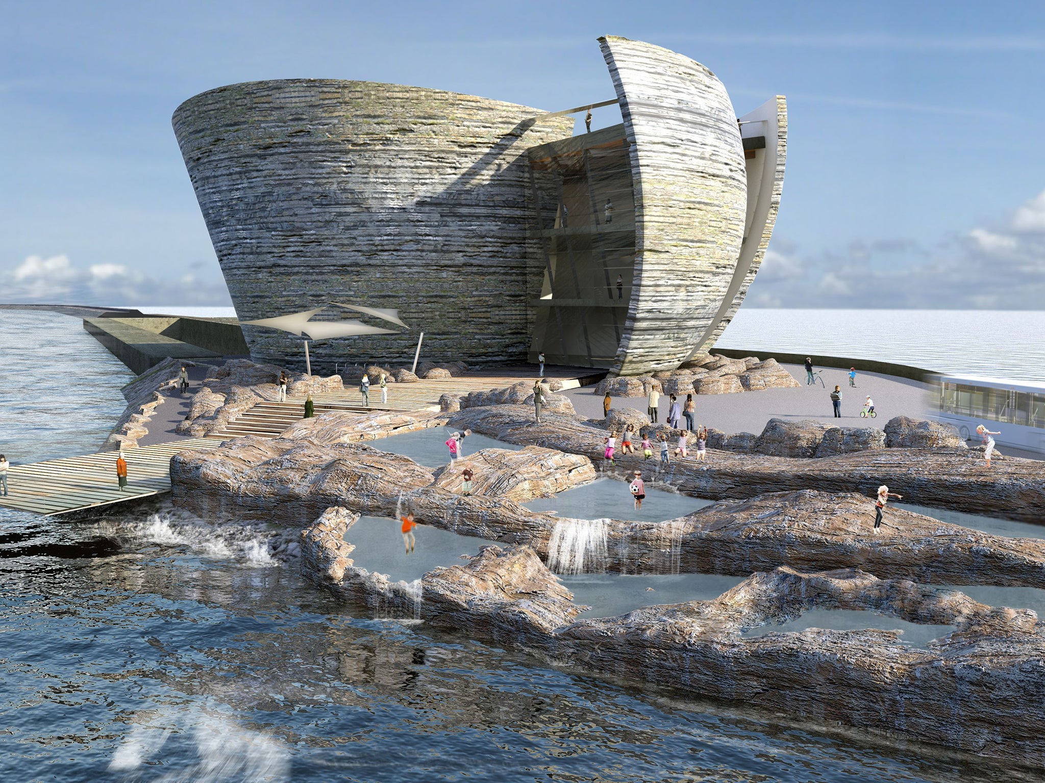 The ‘Dragon Energy Island’ proposal looks to revive a tidal lagoon project (artist’s impression above) that was rejected by the government in June last year