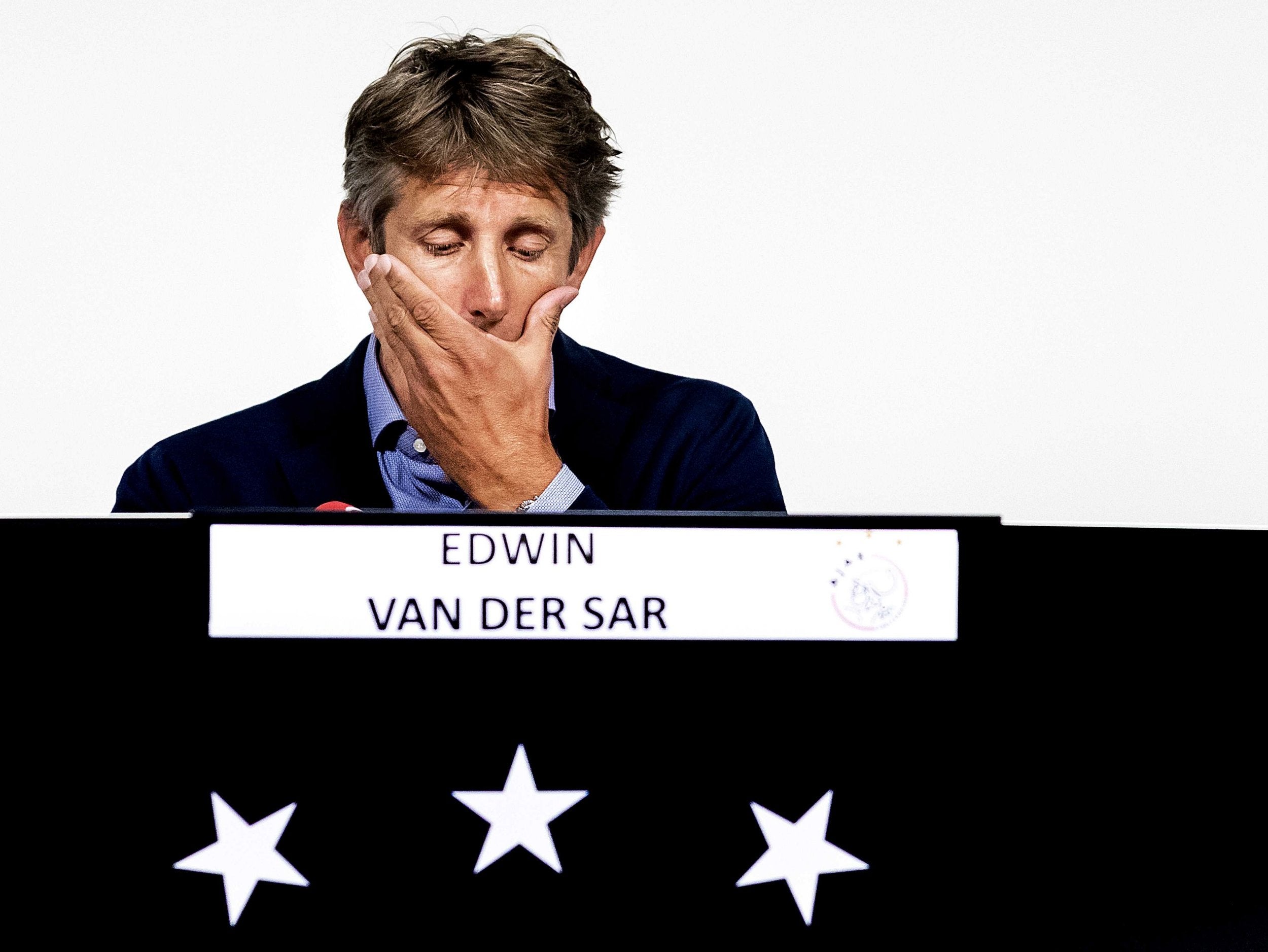 Ajax's CEO Edwin van der Sar speaks about Abdelhak Nouri during a press conference in Amsterdam