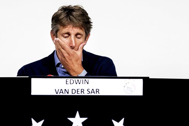 Ajax's CEO Edwin van der Sar speaks about Abdelhak Nouri during a press conference in Amsterdam