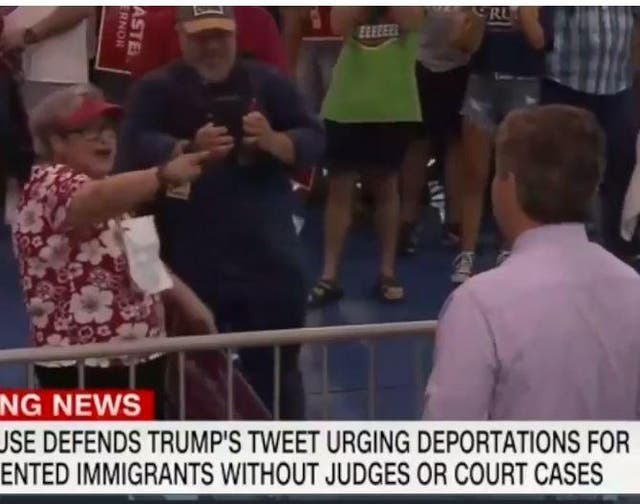 A woman reportedly confronted Acosta – who has knocked heads with the Trump administration - near his seat in the press area and then as he stood in front of the cameras