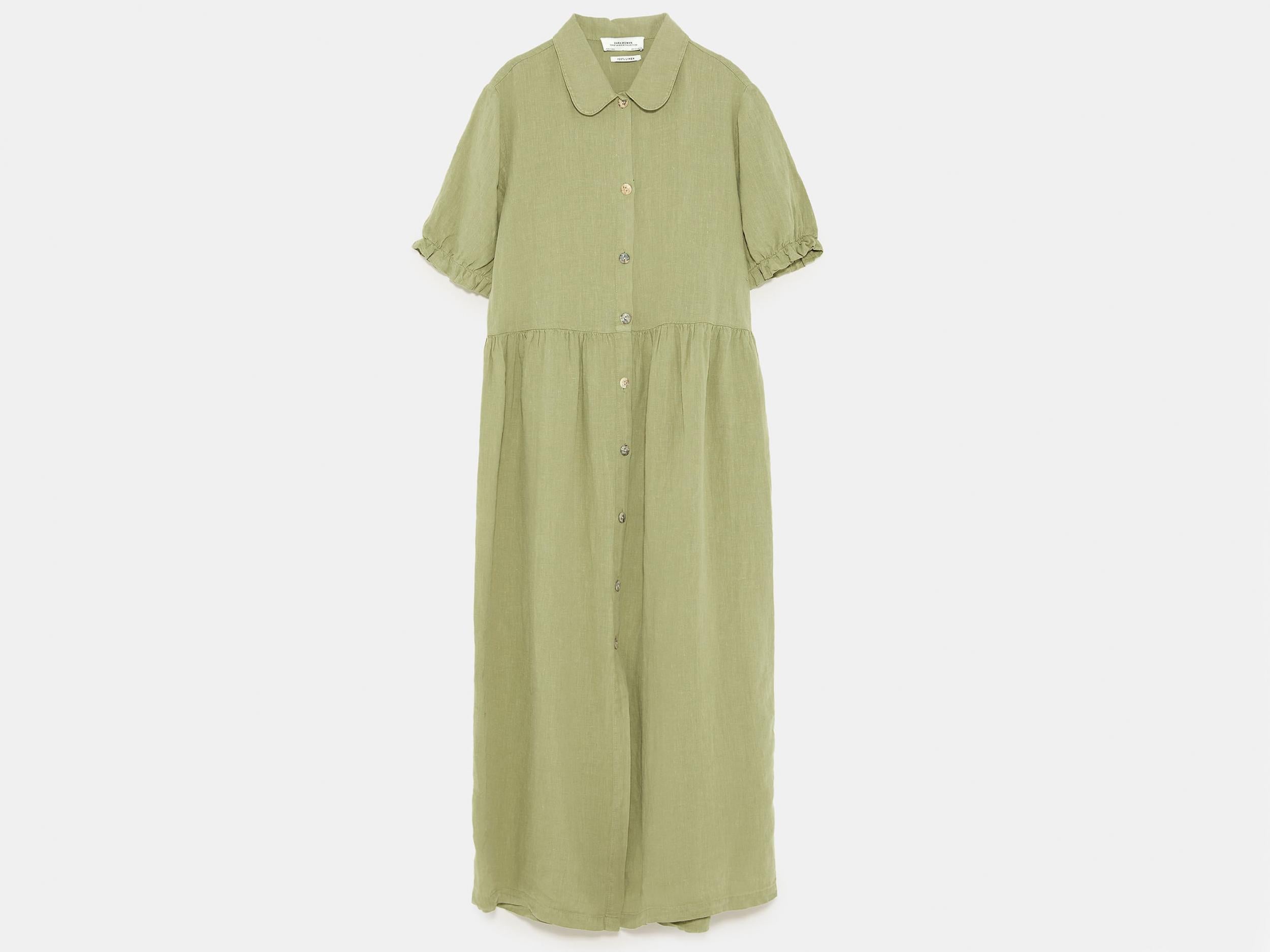 zara cream linen dress