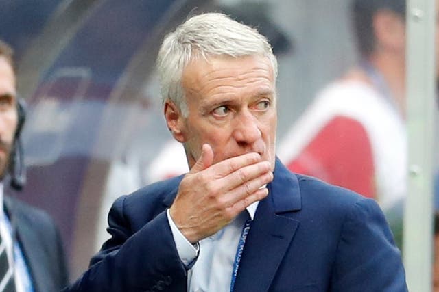 France head coach Didier Deschamps gestures during the group C match between Denmark and France