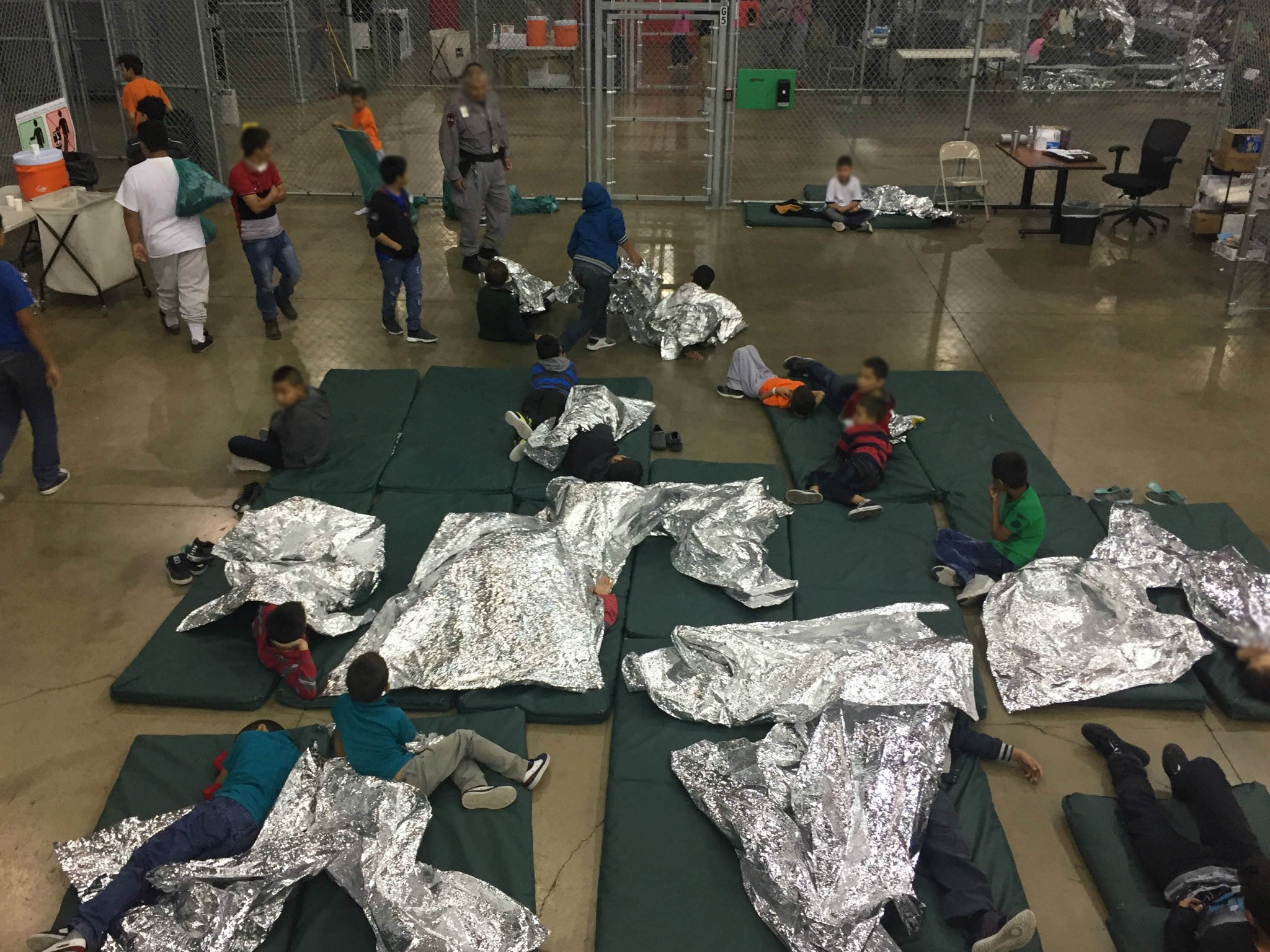 A view inside a Customs and Border Protection (CBP) detention facility in Rio Grande City, Texas