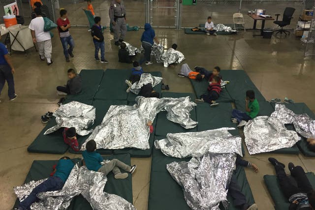 A view of inside US Customs and Border Protection (CBP) detention facility shows children at a centre in Rio Grande City, Texas, 17 June 2018.