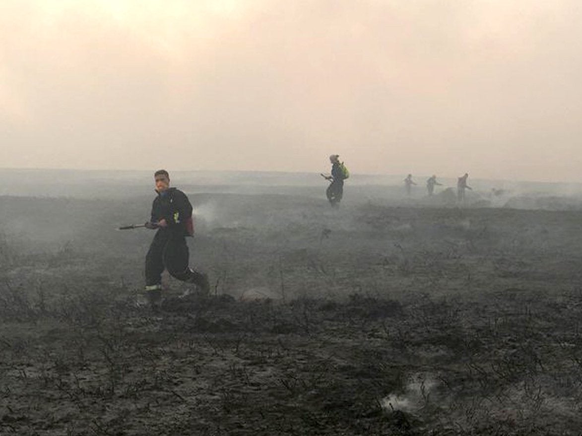 Firefighters battling the blaze at Tintwistle