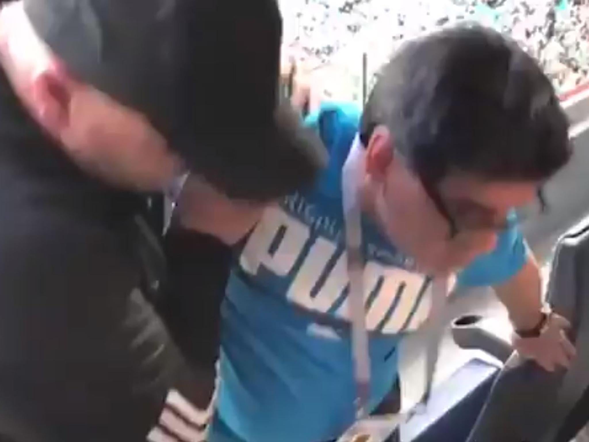 Maradona had to be helped from his seat after Argentina's victory over Nigeria
