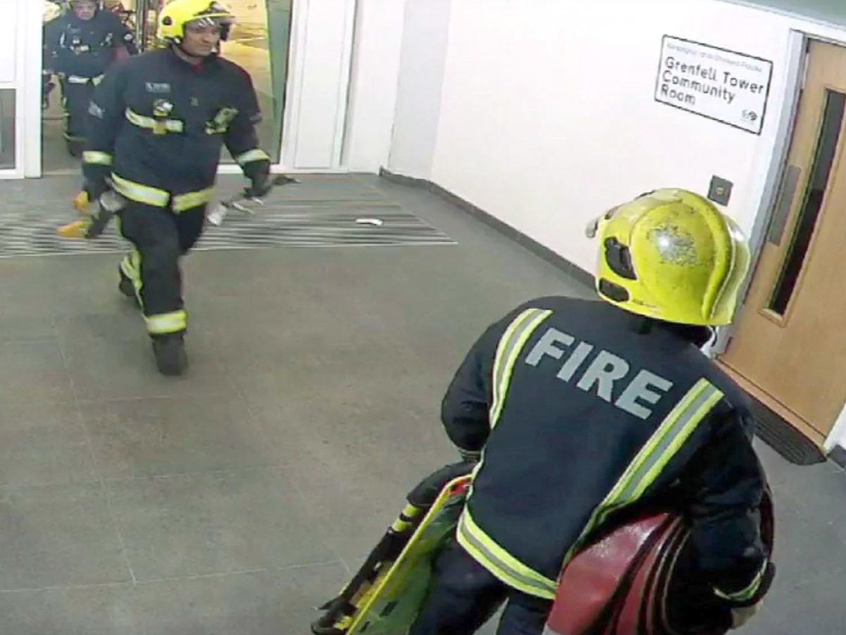 The first firefighters entering Grenfell Tower