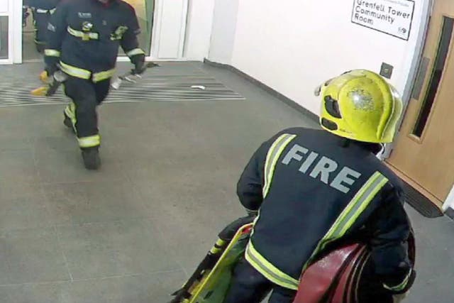 The first firefighters entering Grenfell Tower