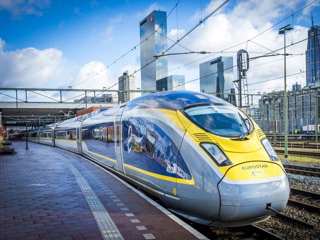 The Eurostar train arrives at Rotterdam Central Station