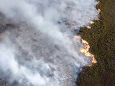 Drone video shows Saddleworth Moor fire raging in UK heatwave