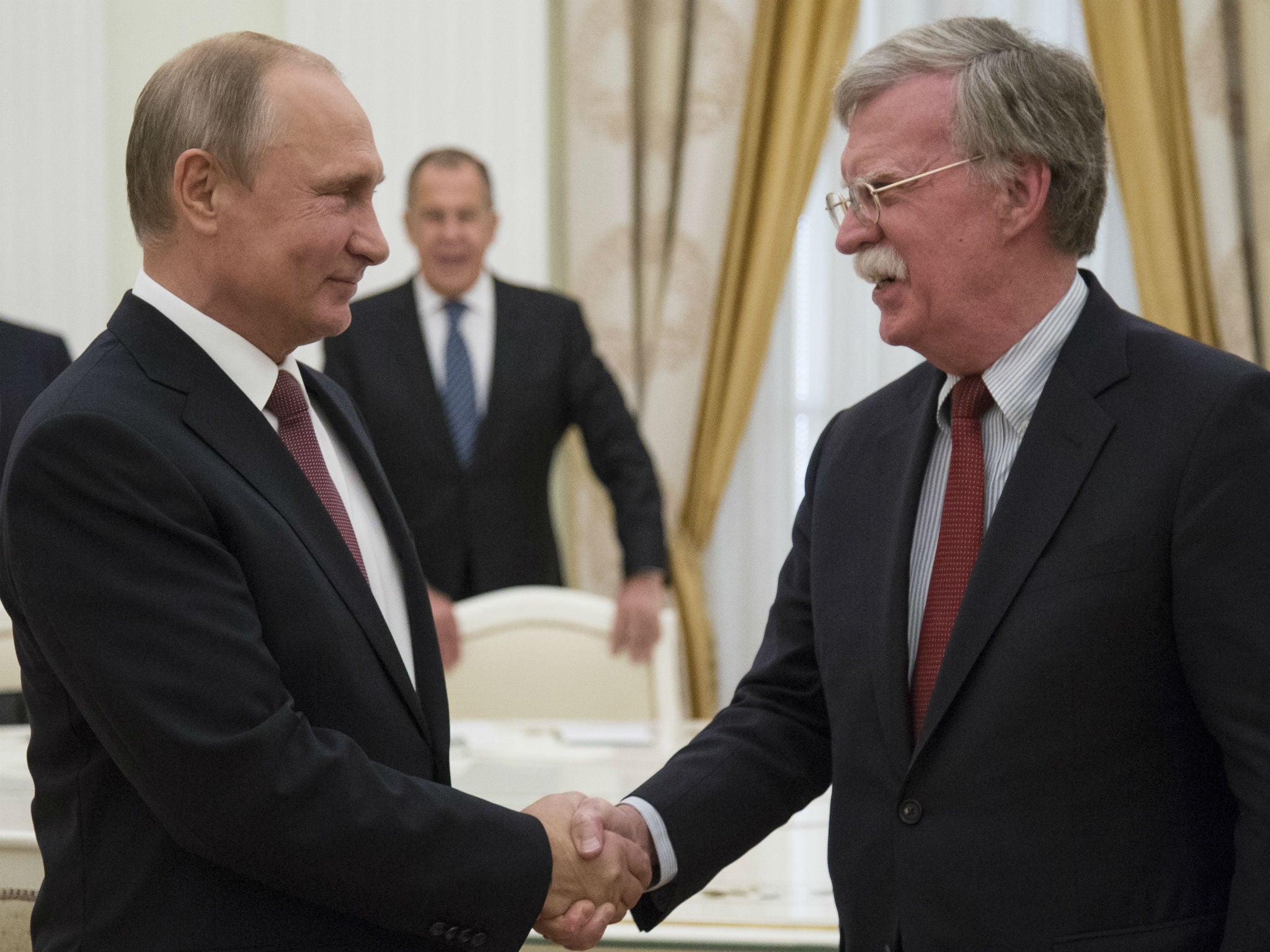 US national security adviser John Bolton met Putin in Moscow and said he hoped Russia and the United States could find ‘areas where we can agree and make progress together’
