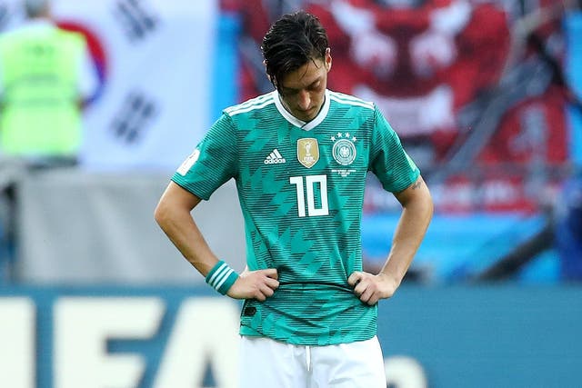 Germany's Mesut Ozil looks dejected after the match