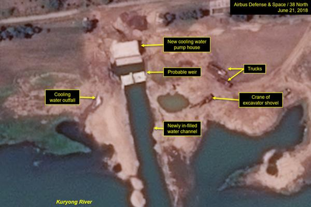 Satellite imagery shows a what analysts believe is a new cooling water pump house at the Yongbyon nuclear research facility in North Korea