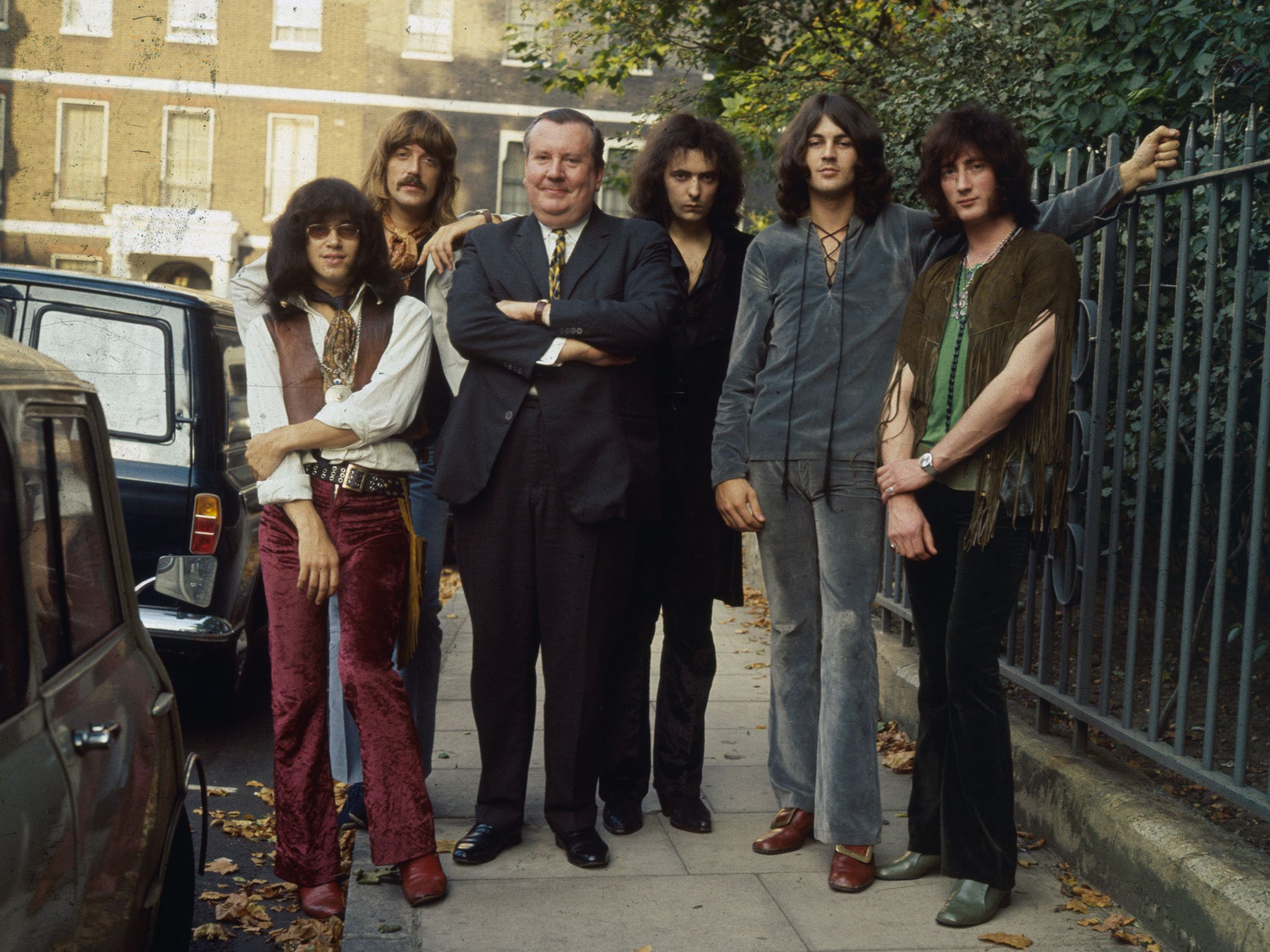 English composer Sir Malcolm Arnold (third left) conducted the Royal Philharmonic Orchestra alongside Deep Purple (Getty)