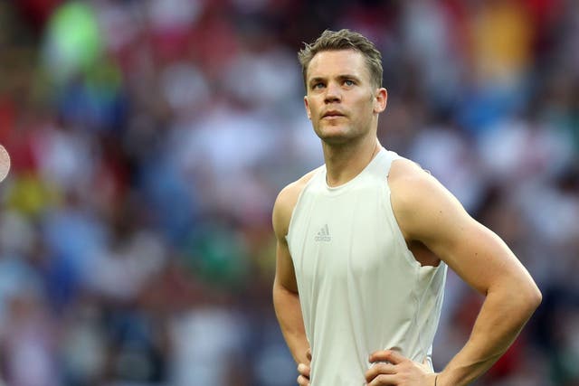 Germany's goalkeeper Manuel Neuer reacts to his team's loss