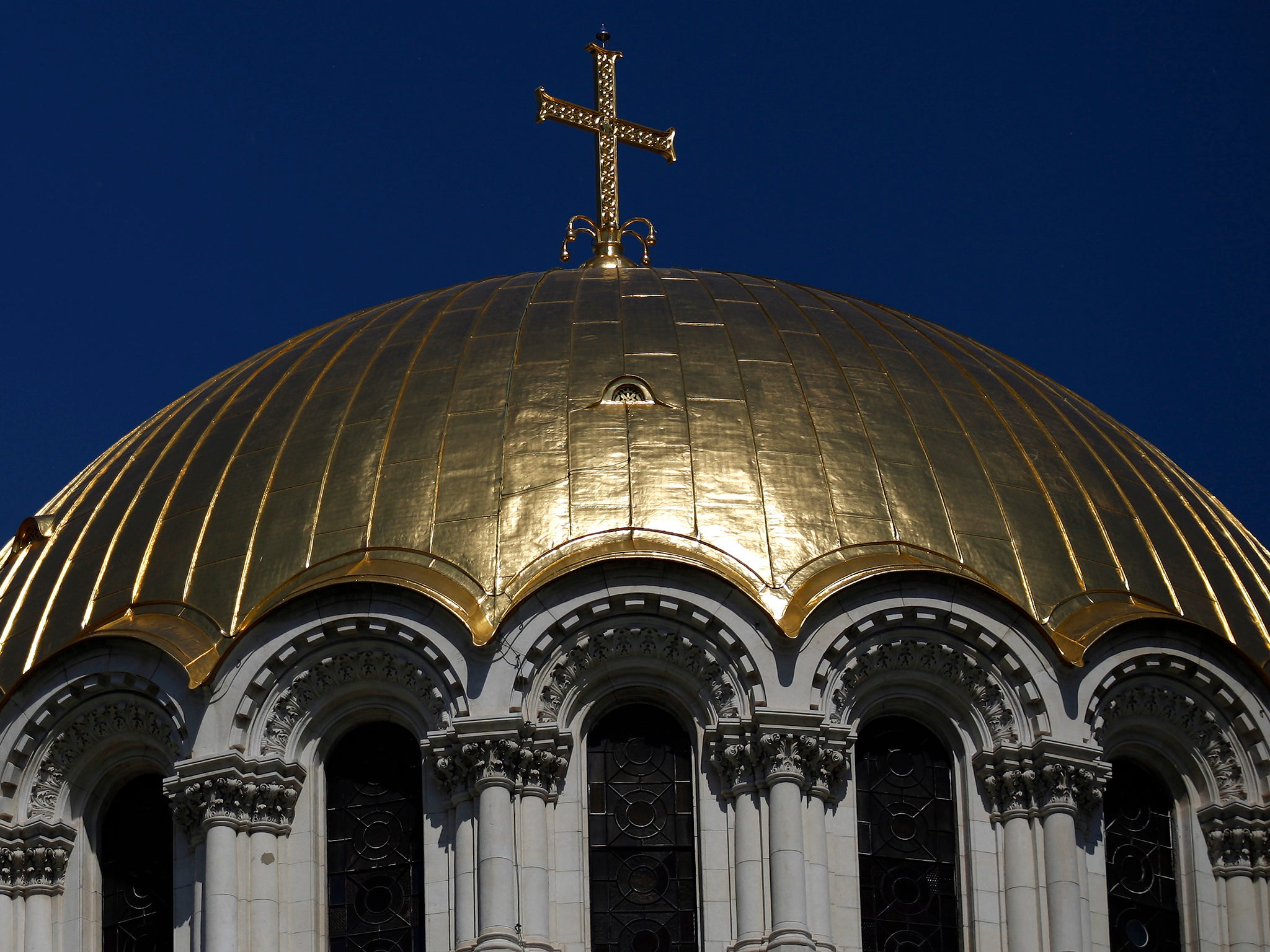One of the golden domes of Alexander Nevski cathedral in central Sofia, Bulgaria